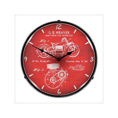 Collectable Sign and Clock 1941 Indian Motorcycle Patent Blueprint Backlit Wall Clock