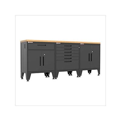 Armadillo Tough Black 4-Piece Garage Cabinet Set with Levelers