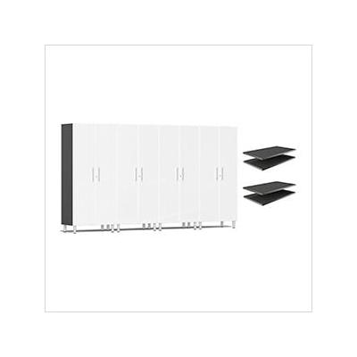 Ulti-MATE Garage Cabinets 4-Piece Tall Garage Cabinet Kit and 4-Shelf Bundle in Starfire White Metallic