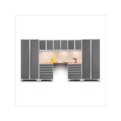 NewAge Garage Cabinets PRO Series Platinum 8-Piece Set with Bamboo Top