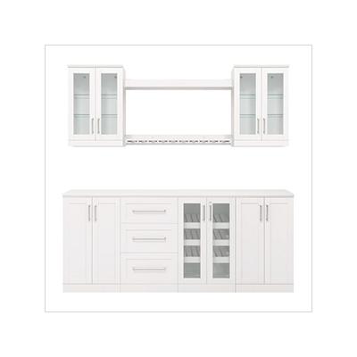 NewAge Home Bar White 9-Piece Cabinet Set