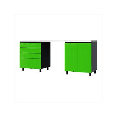 Contur Cabinet 7.5' Premium Lime Green Garage Cabinet System with Stainless Steel Tops