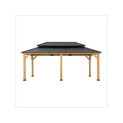 Sunjoy Group 12 x 20 Wooden 2-Tier Hardtop Gazebo with Ceiling Hook