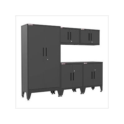 Armadillo Tough Black 5-Piece Garage Cabinet Set with Levelers