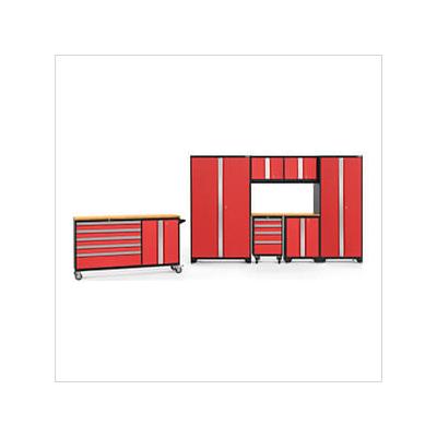 NewAge Garage Cabinets BOLD Red 8-Piece Project Center Set with Bamboo Top