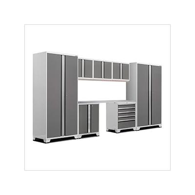 NewAge Garage Cabinets PRO Series Platinum 8-Piece Set with Stainless Steel Top