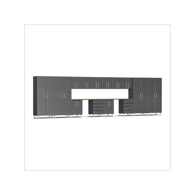 Ulti-MATE Garage Cabinets 16-Piece Garage Cabinet Kit with Bamboo Worktop in Graphite Grey Metallic