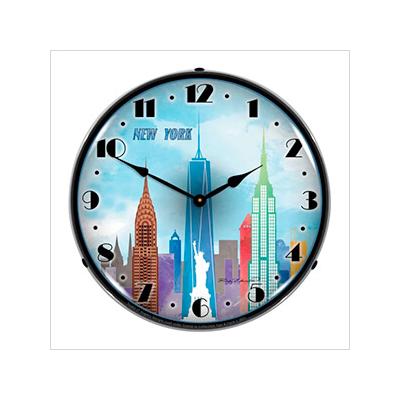 Collectable Sign and Clock New York Skyline Backlit Wall Clock