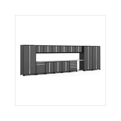 NewAge Garage Cabinets PRO Series Grey 16-Piece Set with Stainless Steel Tops