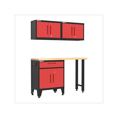 Armadillo Tough Red 4-Piece Garage Cabinet Set with Levelers