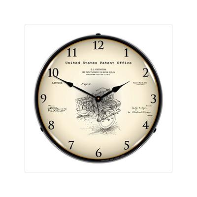 Collectable Sign and Clock 1913 Motorcycle Side Car Patent Blueprint Backlit Wall Clock