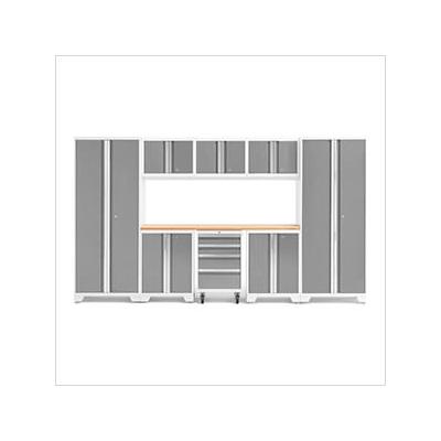NewAge Garage Cabinets BOLD Series Platinum 9-Piece Set with Bamboo Top