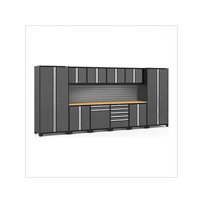 NewAge Garage Cabinets PRO Series Grey 12-Piece Set with Bamboo Top and Slatwall