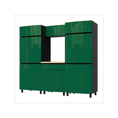 Contur Cabinet 7.5' Premium Racing Green Garage Cabinet System with Butcher Block Tops