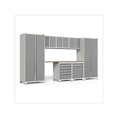 NewAge Garage Cabinets PRO Series Platinum 8-Piece Set with Bamboo Top