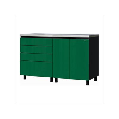 Contur Cabinet 5' Premium Racing Green Garage Cabinet System with Stainless Steel Tops