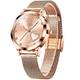 OLEVS Rose Gold Women's Watch, Stainless Steel, Casual Small Watch, Women's Waterproof, Modern Analogue Watch with Mesh Strap, Ultra Thin Women's Watch with Diamond Heart, 5189 Pink Face/Rose Gold