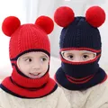 2-5 Jahre Baby mützen Schal einteilige Baby mütze Winters chutz Ohren Hüte warmes Acryl für Jungen