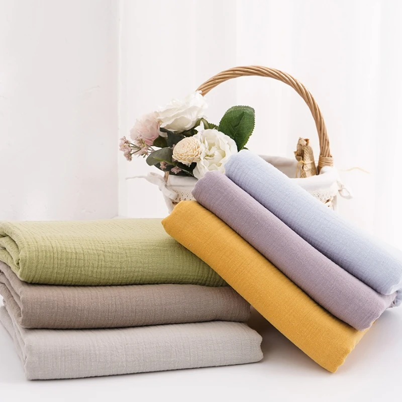 0,5 m/1 m/2 m weiche, umweltfreundliche, gefärbte, doppellagige Gaze-Stoff aus reiner Baumwolle für Babyhandtücher, Badetücher, Pyjama-Nähmaterial Image