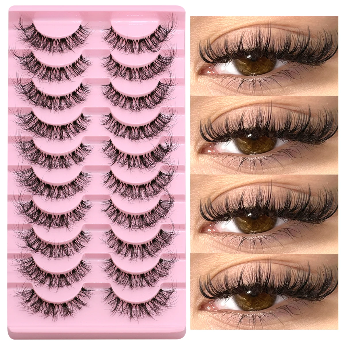 GROINNEYA Flauschige Wimpern, 5/10 Paar, natürliche falsche Wimpern, langes Make-up, wiederverwendbar, 3D-Lockenwimpern, Verlängerungswimpern für Schönheit Image