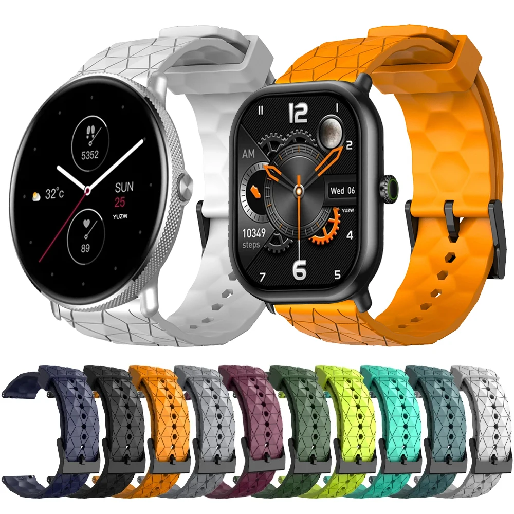 20 mm 22 mm Fußball-Musterarmband für Zeblaze Stratos 3 2/Vibe 7 Pro Silikon-Uhrenarmband für Zeblaze Ares 3/GTR 3/GTS 3 Pro Gürtel Image