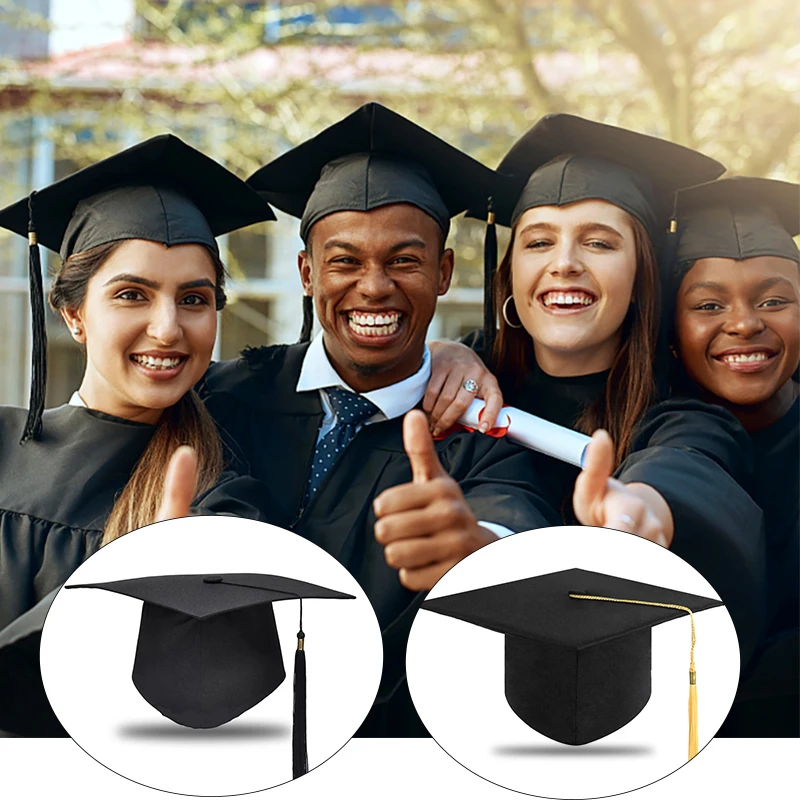 2024 Abschluss hut für erwachsene schwarze akademische Junggesellen mütze mit Quasten Schule Glückwunsch Abschluss feier Party zubehör Image