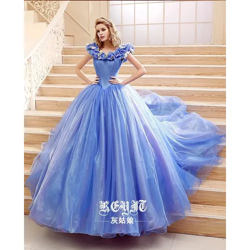 2015 film Cinderella Kleid Cinderella Hochzeit Kleid Blau & Weiß Kleid Neue Cinderella halloween