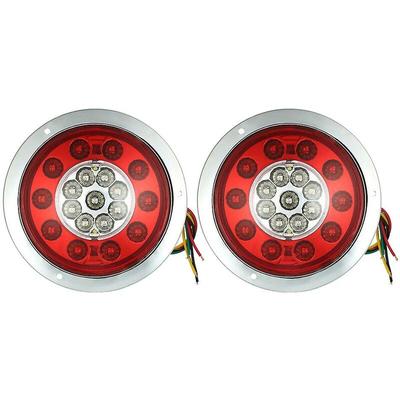 Woosien - Zoll rundes 19-LED-LKW-Anhänger-LKW-Bremsstopp-Rücklicht, Chromring, 12/24 v Image