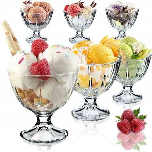 Eisbecher Glas Set, Eisschalen, Dessertgläser mit Fuß, Eisgläser, Dessertschalen für Eiscreme,