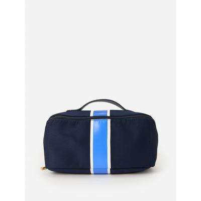 J.McLaughlin Women's Stash Cosmetic Bag in Stripe Navy/Blue | Nylon