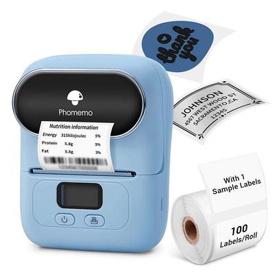 Phomemo M110 Thermal Label Makers - Portable BT Thermal Label Maker Printer For Barcode, Clothing, Jewelry, Retail, Mailing, Compatible With Android, IOS, Windows Mac, With 1 Roll 40×30mm Label