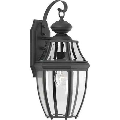 Progress Lighting 208937 - 1 Light Black with Clear Beveled Glass Medium Wall Light Fixture (ONE-LIGHT BLACK MEDIUM WALL-LANTERN (P6611-31))