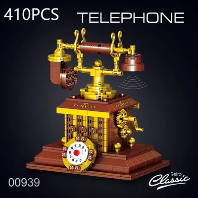 410PCS Retro Telephone Assembled Building Blocks Classic Desktop Decoration Vintage Phone Bricks
