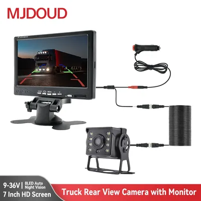 MJDOUD Truck Rear View Camera With Monitor 7" Screen Waterproof Night Vision Reversing Set for Cargo