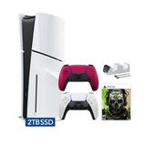 PlayStation 5 Slim Disc 2TB SSD Edition Call of Duty Modern Warfare II Bundle with Two Controllers White and Cosmic Red DualSense and Mytrix Dual Controller Charger - PS5 Gaming Console