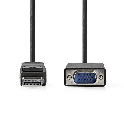 Nedis VGA-Kabel - DisplayPort Stecker - VGA Stecker - Vernickelt - Maximale Auflösung: 1080p - 1.00 m - Rund - PVC - Schwarz - Label Image