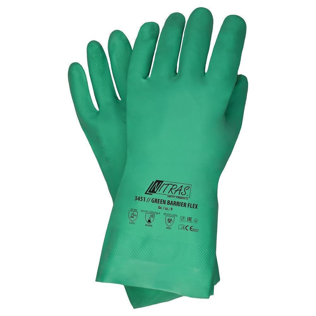 AS Arbeitsschutz Nitras Green Barrier Flex Chemikalienhandschuhe | 12 Paar | Gr. 9 Image