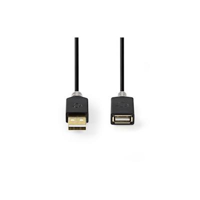 Nedis USB-Kabel - USB 2.0 - USB-A Stecker - USB-A Buchse - 480 Mbps - Vergoldet - 3.00 m - Rund - PVC - Anthrazit - Box Image