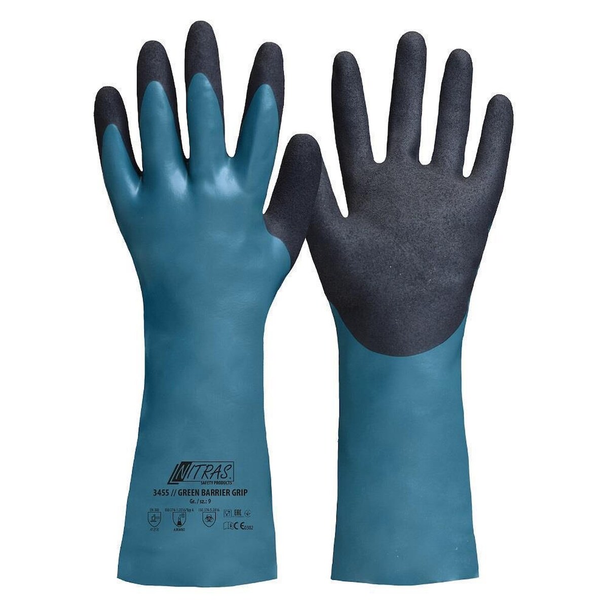 AS Arbeitsschutz Nitras Green Barrier Grip Chemikalienhandschuhe | Nitrilhandschuhe | Gr. 9 Image