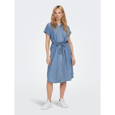Jeanskleid ONLY "ONLPEMA HANNOVER SS DNM SH DRESS", Damen, Gr. L (40), N-Gr, blau, Web, Obermaterial: 100% Lyocell, unifarben, modisch, Rundhals, Kurzarm, Kleider Image