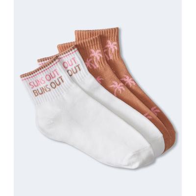 Aeropostale Womens' Suns Out Crew Sock 2-Pack - White - Size ONE SIZE - Cotton