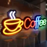 Enseigne au néon de café pour la décoration murale enseigne ouverte à 73 enseigne de restaurant