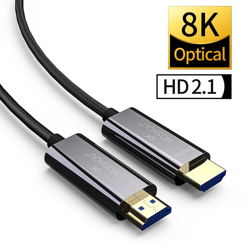 MOSHOU Optische Faser HDMI 2,1 Kabel eARC HDR10 + 8K @ 60Hz 4K @ 120Hz Optic ultra High Speed für PS5 RTX 3080 Xbox LG QLED TV Image