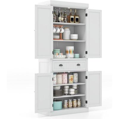 183 cm hoher Küchenschrank mit 4 Türen, Buffetschrank Vorratsschrank mit Schublade und Image