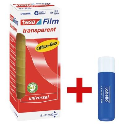 tesa Klebeband »Office Box« transparent, 12 mm/33 m (B/L) inkl. Lippenpflegestift »La transparent, 1.2 cm Image