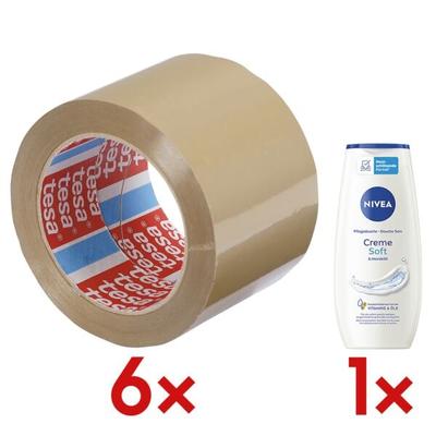 tesa 6x Packband »4124« 75 mm extrabreit inkl. 1x Cremedusche »Creme Care« braun Image