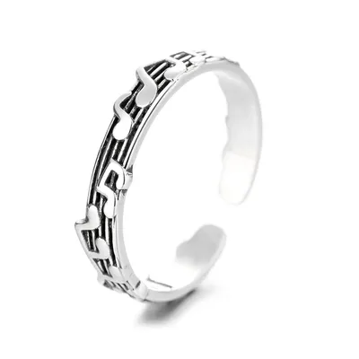 New Alloy Retro Five-line Sheet Music Simple Note Opening Adjustable Ring Female Women Lovers