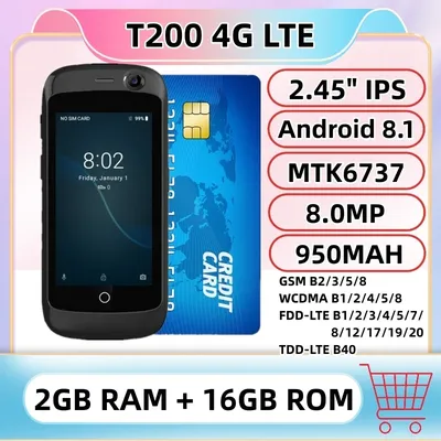 4G LTE Super Mini Smartphone 2GB RAM 16GB ROM 2.45" Android 8.1 MTK6737 Quad Core Google Play Small Card Mobile Pocket Phone
