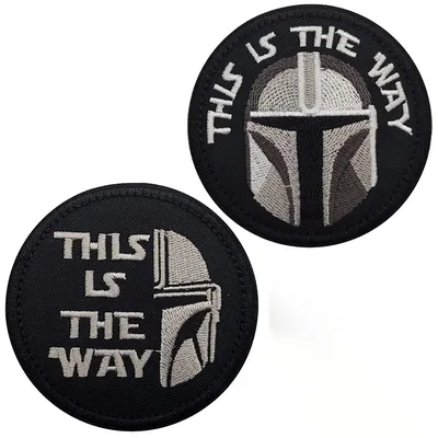 This is The Way Full/Half Helmet Art Embroidered Fastener Hook and Loop Backing