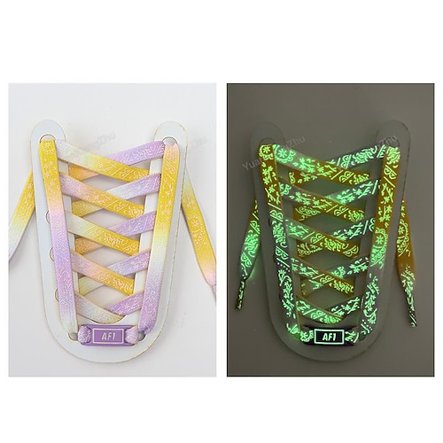 Im Dunkeln leuchtende Schnürsenkel mit Muster für Air Force 1 – leuchtende flache Schnürsenkel für Halloween, Weihnachten, Partys und Streetwear-Anpassung Image